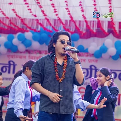 Student performing at a college event